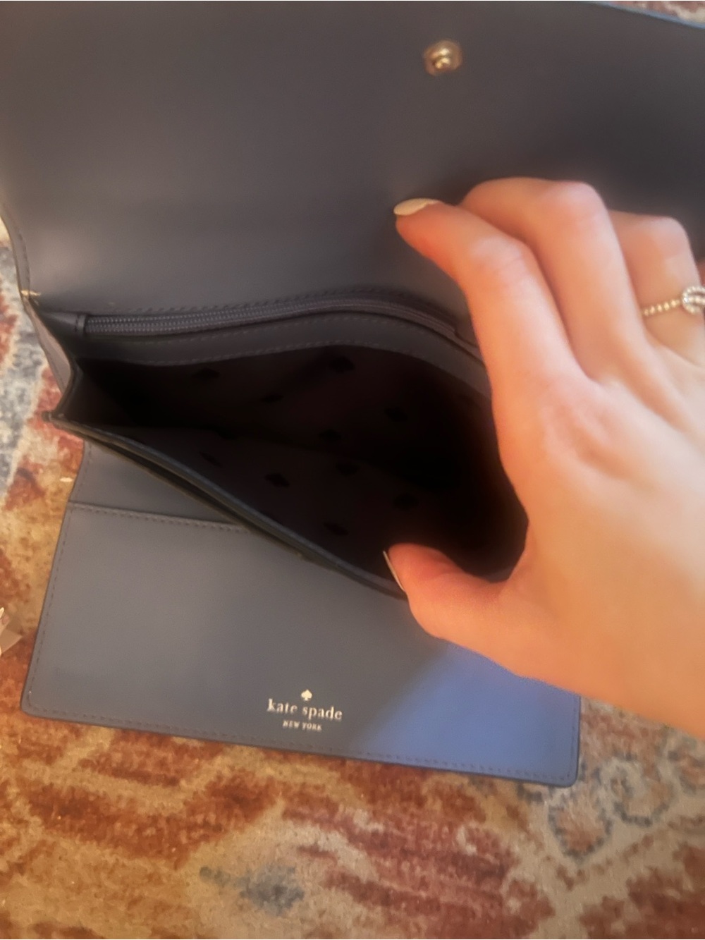 kate spade navy pebbled leather continental wallet - Picture 5 of 10